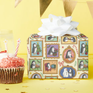 Hand Drawn Penguin Christmas Wrapping Paper Roll