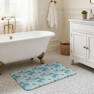 Hand Drawn Peony Floral Bath Mat