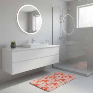 Hand Drawn Peony Floral  Bath Mat