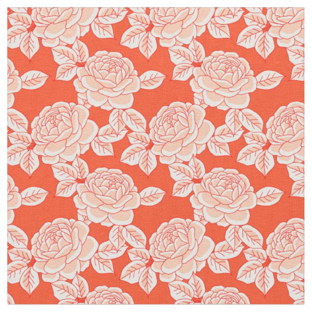 Hand Drawn Peony Floral Fabric (Close Up)