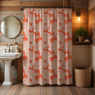 Hand Drawn Peony Floral  Shower Curtain