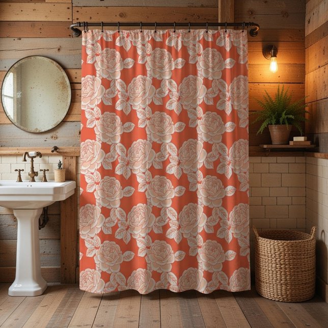 Hand Drawn Peony Floral  Shower Curtain (Creator Uploaded)