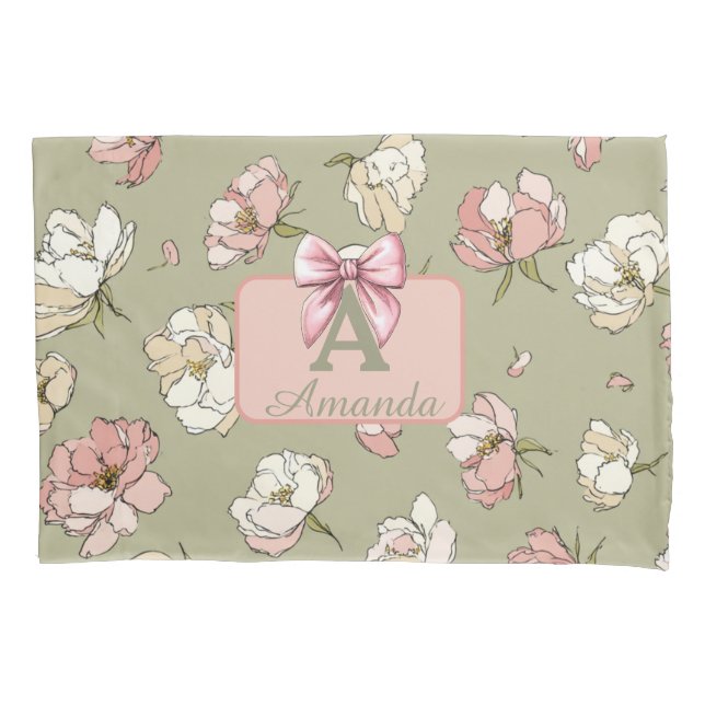 Hand-Drawn Peony Pattern Pillowcase (Front)