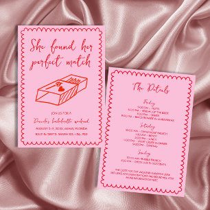 Hand Drawn Perfect Match Pink Bachelorette Weekend Invitation