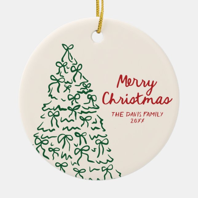 Hand Drawn Personalised Merry Christmas Ornament (Front)