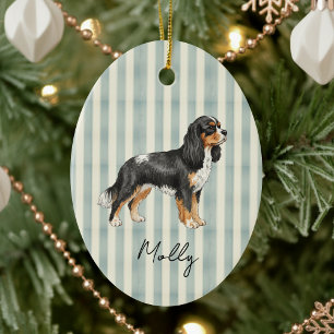 Hand Drawn Pet Portrait Watercolor King Cavalier Ceramic Ornament