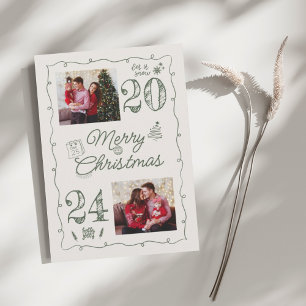 Hand drawn photo doodle christmas holiday card