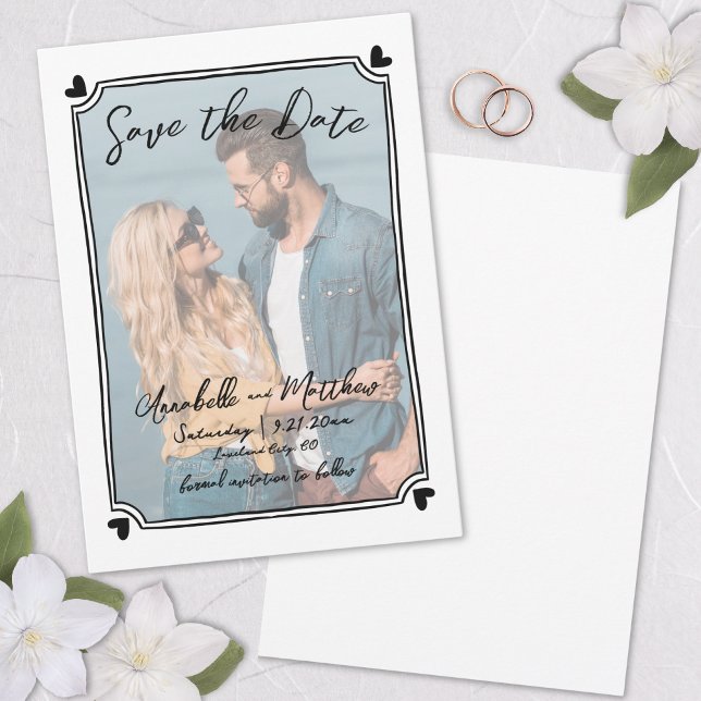 Hand Drawn Photo Unique Whimsical Wedding Save The Date (Hand Drawn Photo Unique Whimsical Wedding Save the Date)
