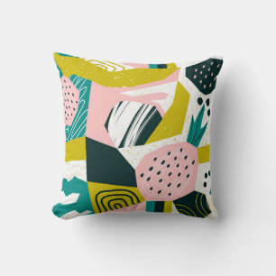 Hand drawn pineapples and various shapes, spots, d cushion