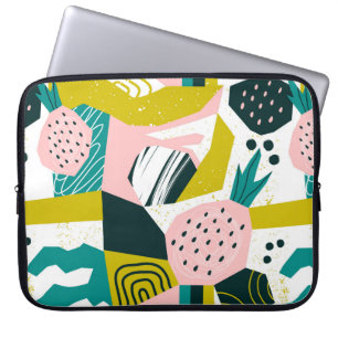 Hand drawn pineapples and various shapes, spots, d laptop sleeve