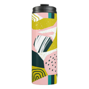 Hand drawn pineapples and various shapes, spots, d thermal tumbler