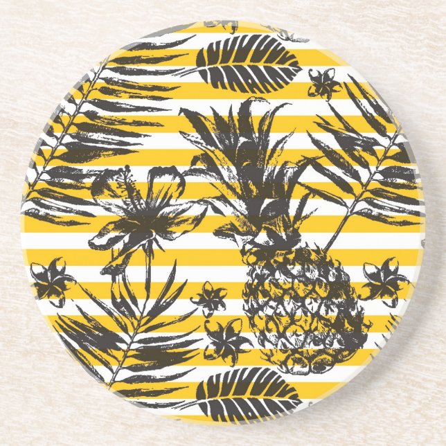 Hand Drawn Pineapples Coaster (Front)