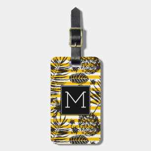 Hand Drawn Pineapples Monogram Luggage Tag