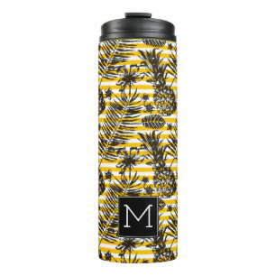 Hand Drawn Pineapples   Monogram Thermal Tumbler