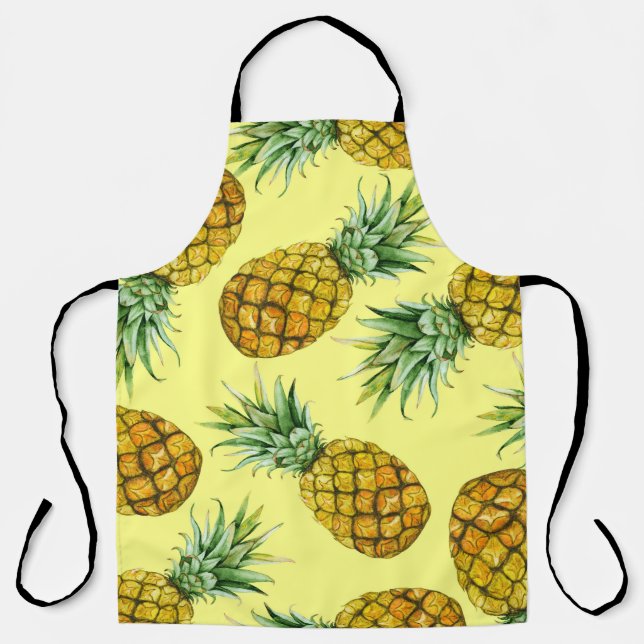 Hand Drawn Pineapples: Watercolor Seamless Apron (Front)