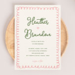 Hand Drawn Pink and Green Colourful Wedding Invitation<br><div class="desc">Hand Drawn Pink and Green Colourful Wedding Invitations</div>