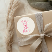 Hand Drawn Pink Bow Champagne Glass 30th Birthday
