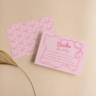 Hand Drawn Pink Bow Fram Baby Girl Book Request Enclosure Card