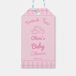 Hand Drawn Pink Bun In The Oven Baby Girl Shower Gift Tags