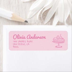 Hand Drawn Pink Bun In The Oven Baby Girl Shower Return Address Label