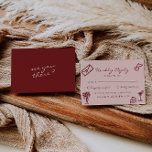 Hand Drawn Pink Burgundy Romantic Wedding RSVP Card<br><div class="desc">A simple and elegant calligraphy colorful retro wedding rsvp card. As you see it has a vintage modern pink background with burgundy hand written script and deep red hand painted elements . You can edit it  by clicking on the personalize button.</div>