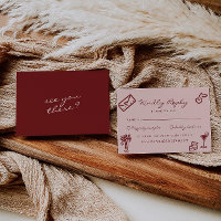 Hand Drawn Pink Burgundy Romantic Wedding