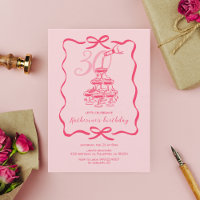 Hand Drawn Pink Champagne 30th Birthday Party