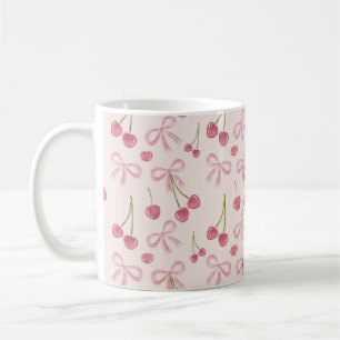 Hand-drawn Pink Cherry Coquette Seamless Pattern Coffee Mug