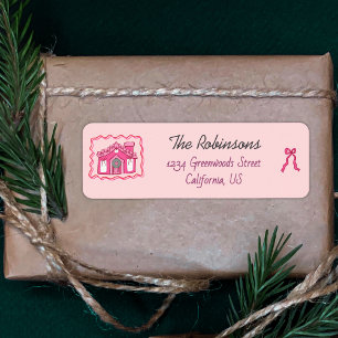 Hand Drawn Pink Coquette Christmas Doodles Return Address Label