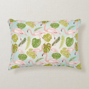 Hand drawn pink flamingo sketch. Vintage illustrat Decorative Cushion