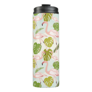 Hand drawn pink flamingo sketch. Vintage illustrat Thermal Tumbler