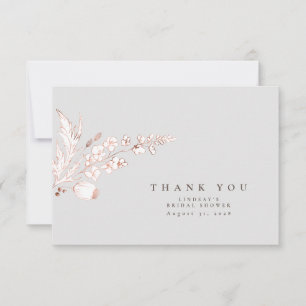 Hand-drawn Pink Gold Wildflowers Elegant Thank You