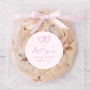 Hand Drawn Pink Heart Bridal Shower Sticker