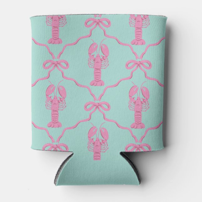 Hand-drawn Pink Lobster and Coquette Bows Cooler (Front)