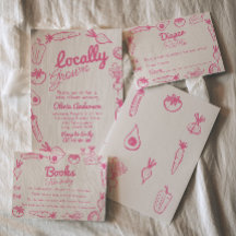 Hand Drawn Pink Locally Grown Girl Baby Shower