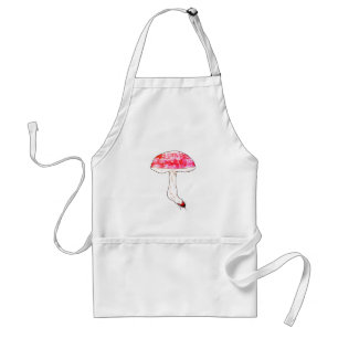 Hand Drawn Pink Mushroom Cute Pastel Fungal Art Standard Apron