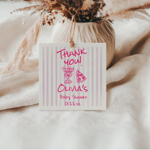Hand Drawn Pink Pizza Special Delivery Shower Favour Tags