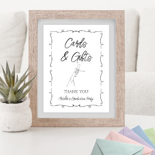 Hand Drawn Pink & Red Graduation Cards & Gifts Poster