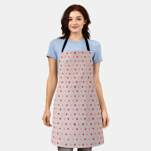 Hand-Drawn Pink & Red Hearts Cosy Apron
