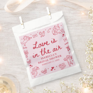 Hand Drawn Pink Red Hearts Valentine Bridal Shower Favour Bag