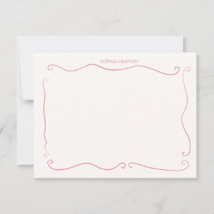 Hand Drawn Pink red Whimsical Personalised Card