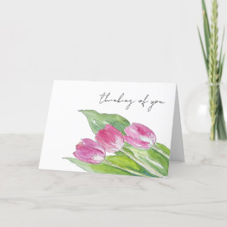 Hand Drawn Pink Spring Tulip Sketch Greeting Card