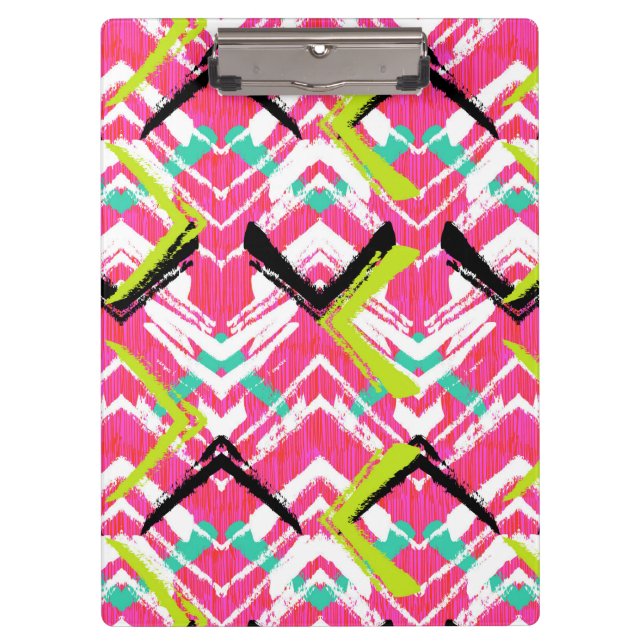 Hand Drawn Pink Zig Zag Pattern Clipboard (Front)