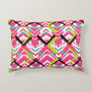 Hand Drawn Pink Zig Zag Pattern Decorative Cushion