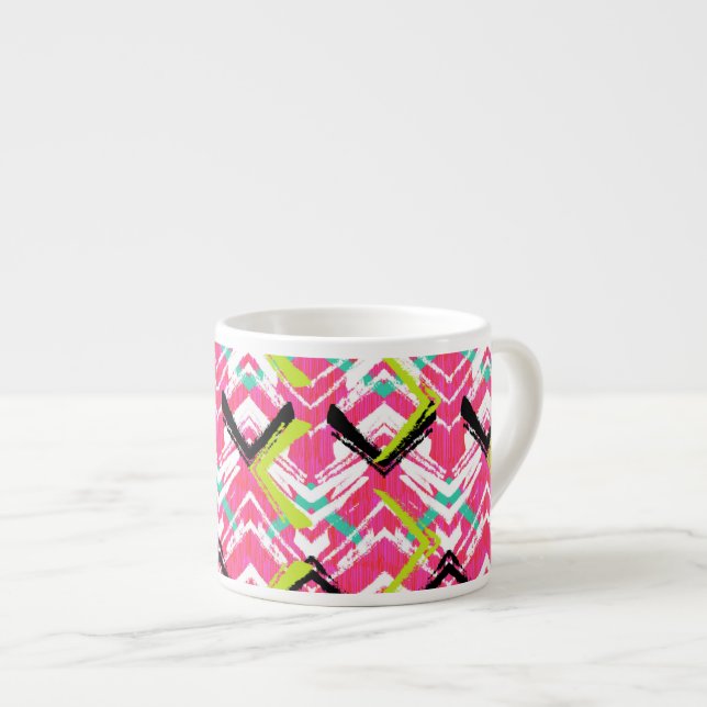 Hand Drawn Pink Zig Zag Pattern Espresso Cup (Front Right)