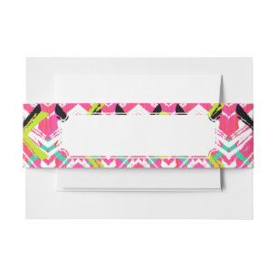 Hand Drawn Pink Zig Zag Pattern Invitation Belly Band