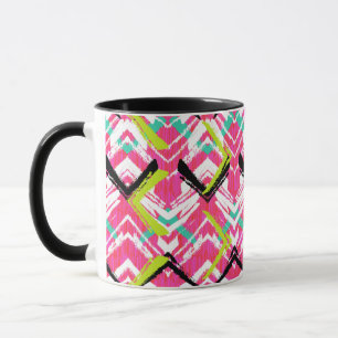 Hand Drawn Pink Zig Zag Pattern Mug