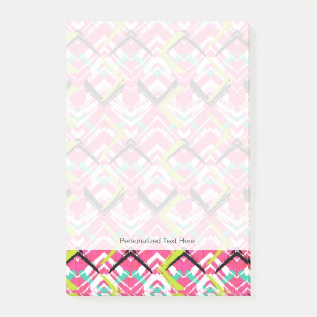 Hand Drawn Pink Zig Zag Pattern Post-it Notes (Front)