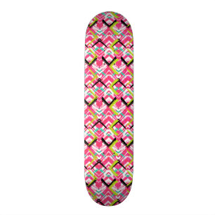 Hand Drawn Pink Zig Zag Pattern Skateboard