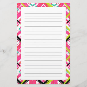 Hand Drawn Pink Zig Zag Pattern Stationery